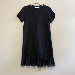 NWT $395 See By Chloe Size XS Black Knit Knee Daytime T-Shirt Dress